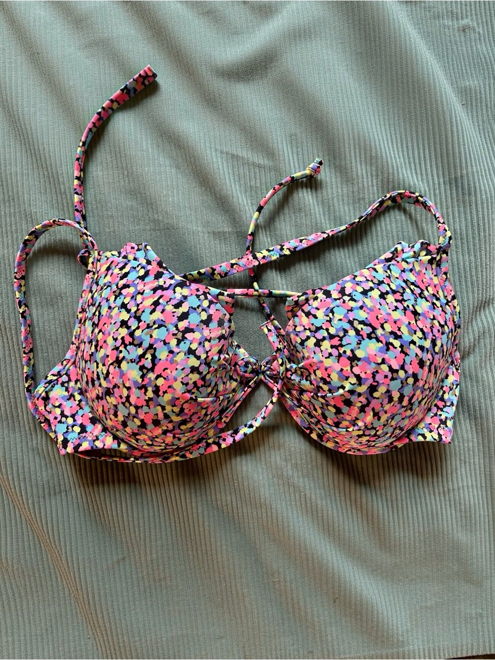 Victoria's Secret Neon Pink Multicolor Confetti Bikini Top